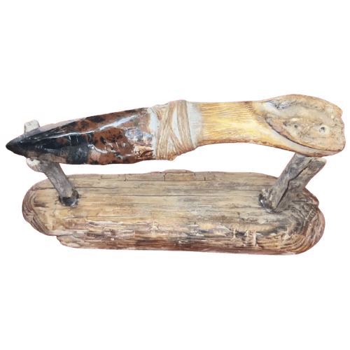 Mahogany Obsidyen Kemik Saplı Bıçak